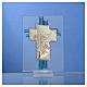 Bonbonnière Baptême Ange verre Murano aigue-marine h 8 cm s2