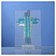 Bonbonnière Baptême Ange verre Murano aigue-marine h 8 cm s4