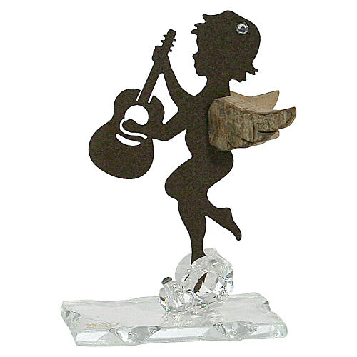 Favour, angel figurine with guitar and wooden wings 1