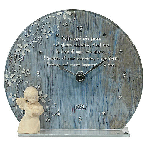 Regalo Reloj celeste vidrio madera y frase 1