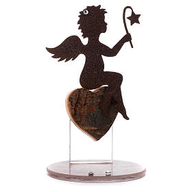 Ángel en metal base vidrio y frase 11,5 cm rosa s1