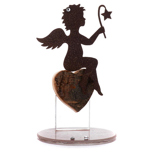 Angel figure in metal with glass base and sentence 11.5cm 1