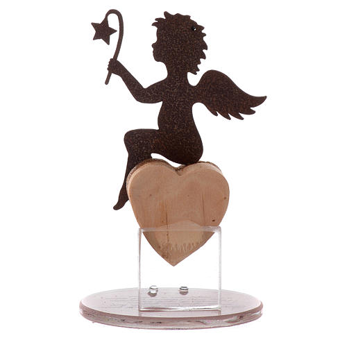 Angel figure in metal with glass base and sentence 11.5cm 3