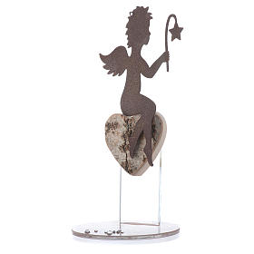 Angel figure in metal with sentence and pink base 20cm