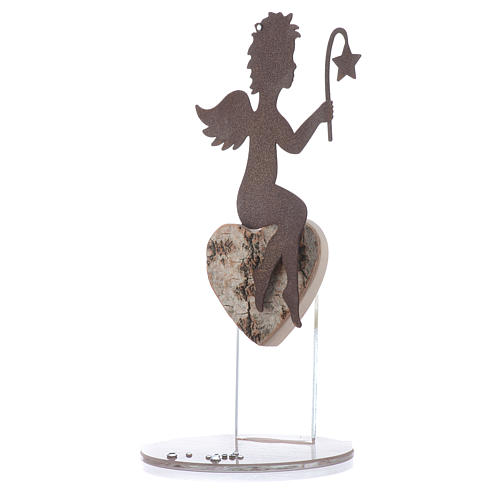 Angel figure in metal with sentence and pink base 20cm 2
