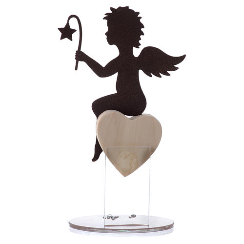 Angel figure in metal with sentence and pink base 20cm 3