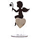 Angel figure in metal with sentence and pink base 20cm s3