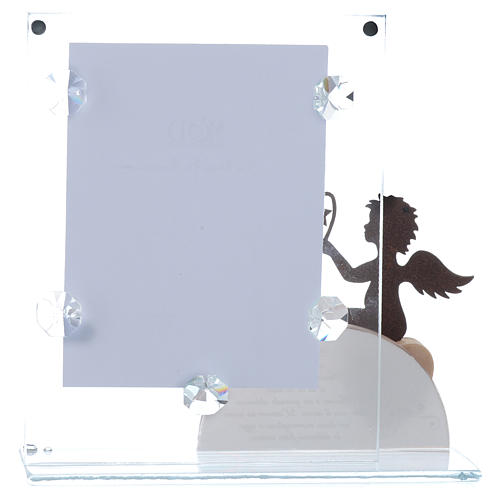 Portarretrato vidrio con ángel y frase rosa 14,5x15 cm 3