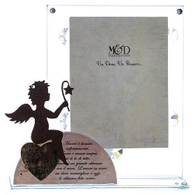 Dicas de Presentes e Lembrancinhas: Porta-fotografia vidro com anjo e frase cor-de-rosa 14,5x15 cm
