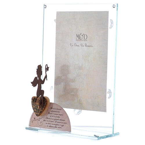 Fotorahmen aus Glas mit Engelchen, rosa, 14x20 cm 2