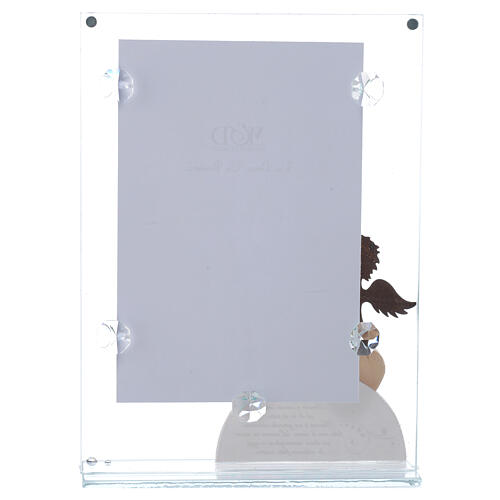 Fotorahmen aus Glas mit Engelchen, rosa, 14x20 cm 3