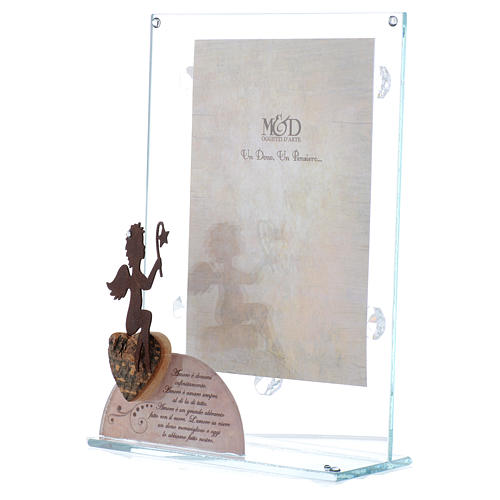 Frame in glass with pink angel 14x20cm 2