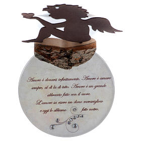 Ángel con corazón y frase de amor base blanca h.20 cm s3