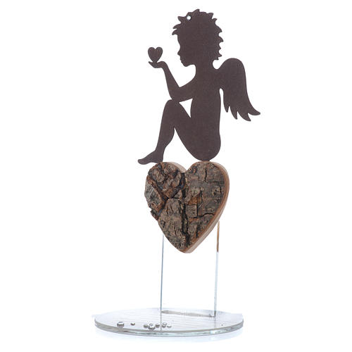 Favour with angel and heart on white base 20cm 1