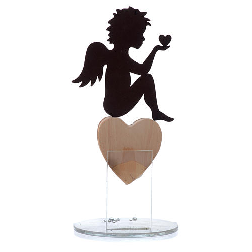 Favour with angel and heart on white base 20cm 2