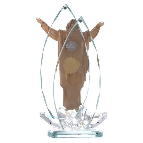 Escultura madeira e cristal Cristo Ressuscitado h 21 cm 3