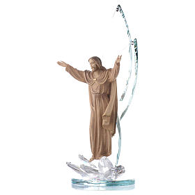 Scultura legno Cristo risorto h cm 31 con cristalli