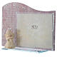 Favour frame in pink glass with wooden angel 20x15cm s2