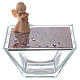 Box in pink glass 10x10cm with angel in wood s1