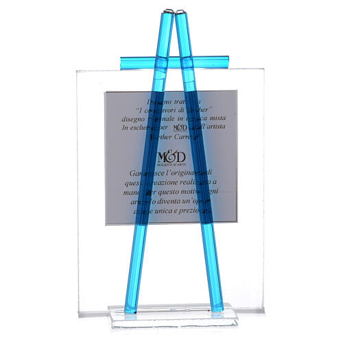 Gastgeschenk mit Aquarellmotiv Licht in blau, 10x7,5 cm 3