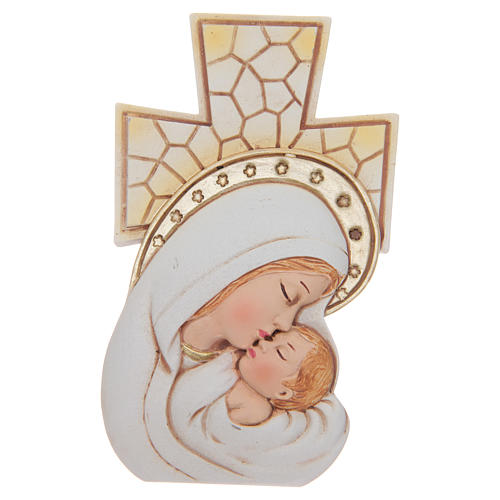 Baptism and Birth bombonniere, cross with Maternity image 12x7 cm 1