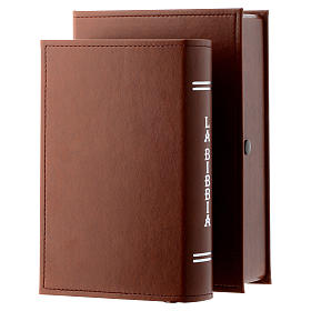 Bomboniere sacre e ricordini: Bibbia in similpelle marrone immagine Gesù in bilaminato argento