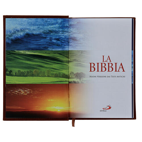 Biblia w brązowej skóropodobnej okładce, z wizerunkiem Jezusa ze srebrnego bilaminatu 2