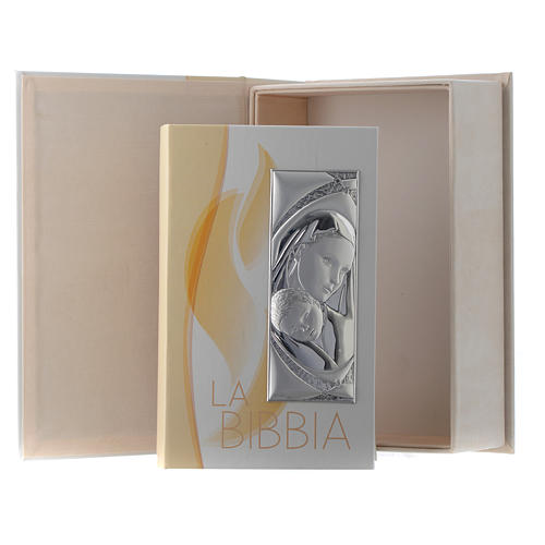 Bible with Our Lady and Baby Jesus image in leather imitation with double laminated silver 1