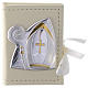 Confirmation rosary holder in leather imitation with image in double laminated silver s1