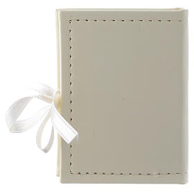 Communion rosary holder in leather imitation with image in double laminated silver