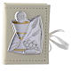Communion rosary holder in leather imitation with image in double laminated silver s1