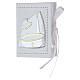 Baptism rosary holder in leather imitation with image in double laminated silver s1