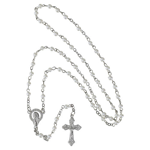 Baptism rosary holder in leather imitation with image in double laminated silver 3