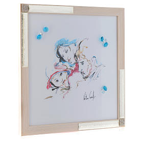 Dicas de Presentes e Lembrancinhas: Quadro Alegria de Família aguarela 36x36 cm prata e cristais