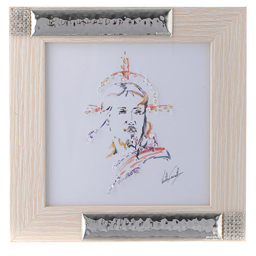 Idée cadeau cadre Christ Espoir aquarelle argent 16x16 cm 1