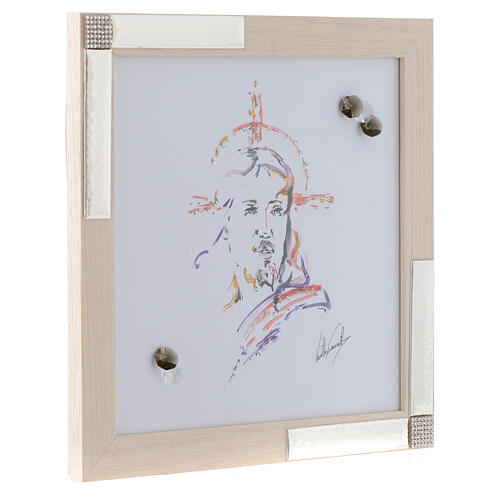 Geschenkidee Aquarellbildchen Christus Silber 27x27 cm 2