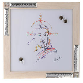 Christ Hope painting gift idea 27x27 cm silver and crystals