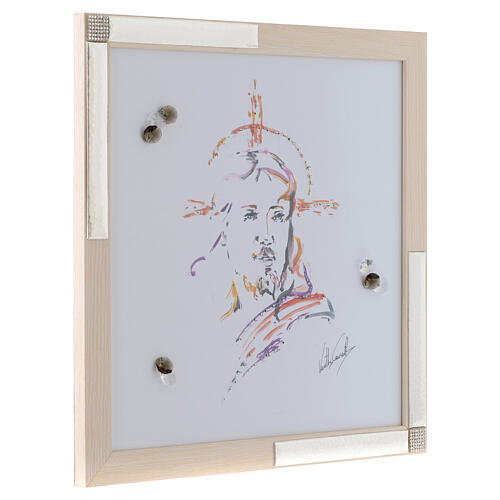 Aquarellbildchen Christus Silber, 36x36 cm 2