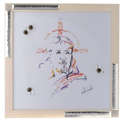 Obraz Chrystus Nadzieją srebro akwarele 36x36 cm 1