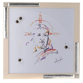 Dicas de Presentes e Lembrancinhas: Quadro Cristo Esperança aguarela com prata 36x36 cm