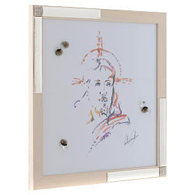 Dicas de Presentes e Lembrancinhas: Quadro Cristo Esperança aguarela com prata 36x36 cm