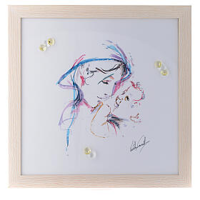 Aquarellbild Beschützende Mutter mit Kristallen, 36x36 cm