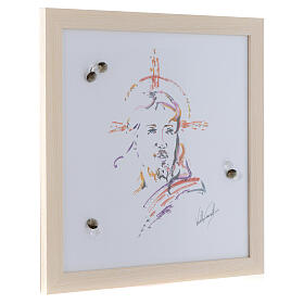 Bild mit Aquarelldruck und Kristallen Christus, 36x36 cm