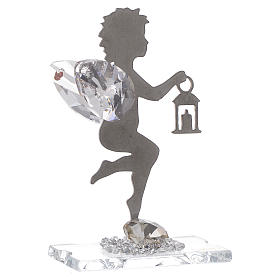 Bomboniere sacre e ricordini: Bomboniera Angelo lanterna inox cristallo h. 7 cm