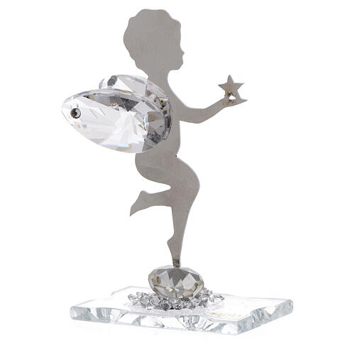 Gastgeschenk Engel mit Stern aus Edelstahl und Kristall, 7 cm 1