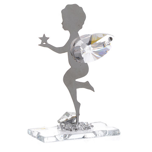 Angel bombonniere with star in stainless steel and crystal 7 cm 2