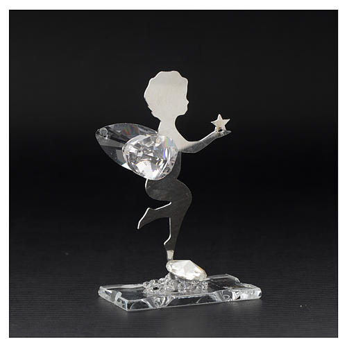 Angel bombonniere with star in stainless steel and crystal 7 cm 3