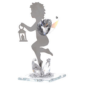 Bomboniere sacre e ricordini: Bomboniera Angelo lanterna inox cristallo h. 11 cm
