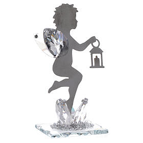 Bomboniere sacre e ricordini: Bomboniera Angelo lanterna inox cristallo h. 11 cm