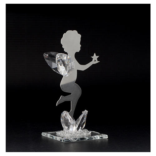 Angel bombonniere with star in stainless steel and crystal 11 cm 3